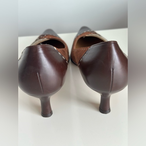 Salvatore Ferragamo Multicolor Suede & Leather Pointed Toe Pumps - Picture 6 of 7